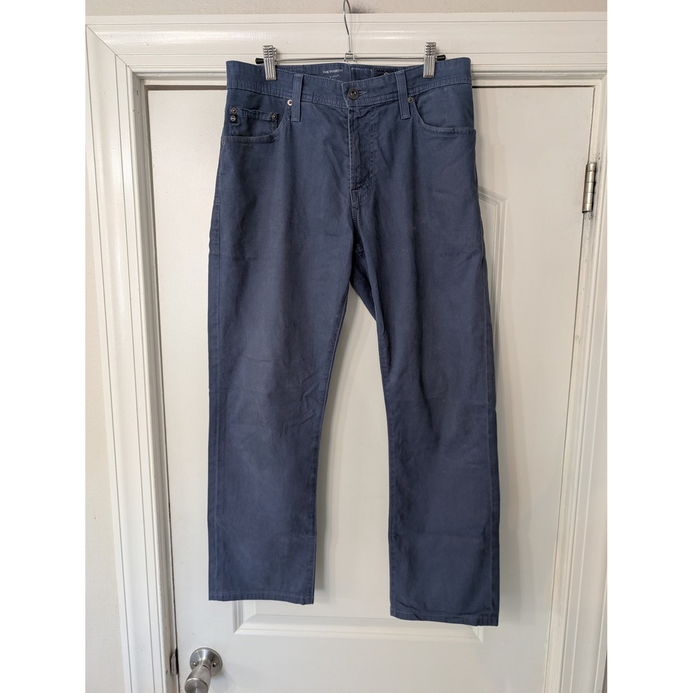AG Adriano Goldschmied Everett Slim Straight Herringbone Blue Pants 32 Mens